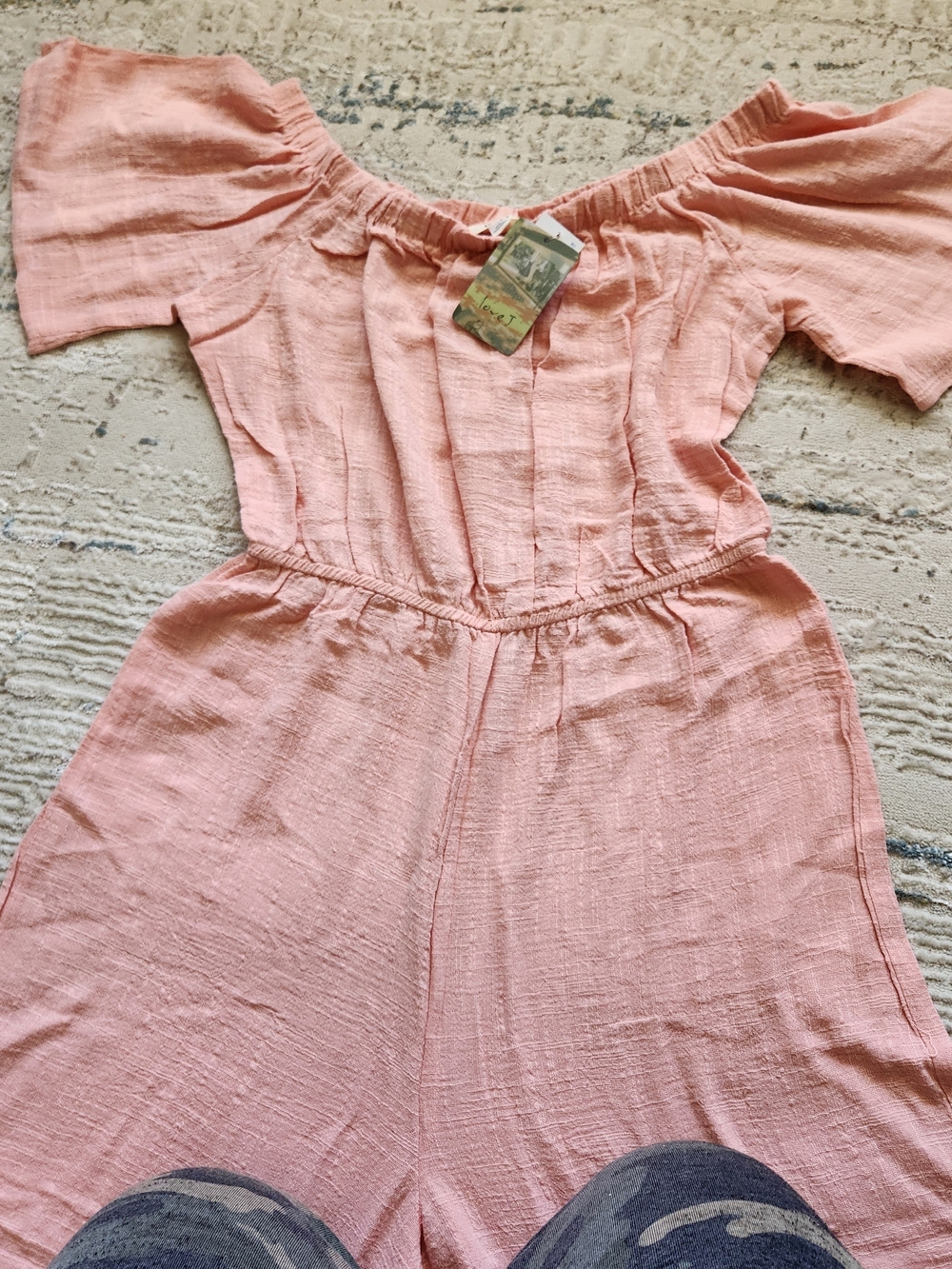 NEW love J Pale Pink Off-Shoulder Wide-Leg Jumpsuit - Picture 3 of 12
